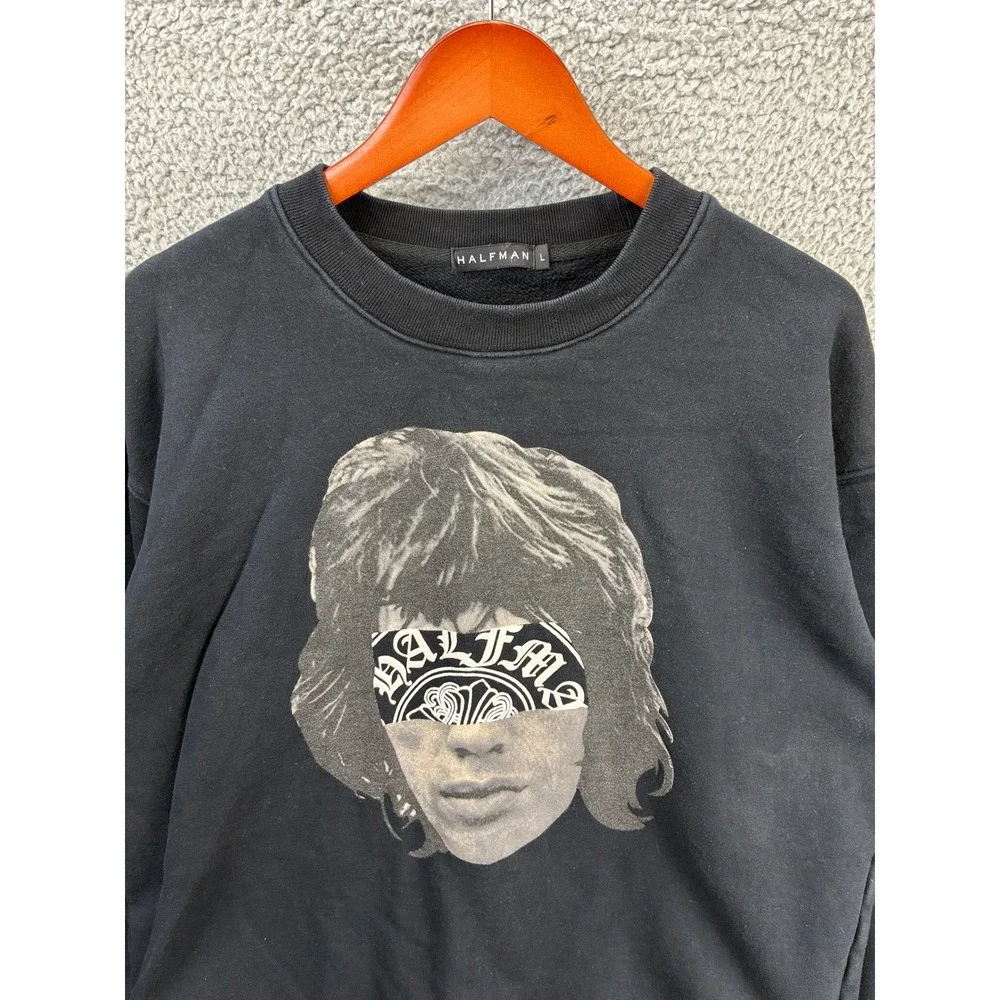 Halfman Bandana Graphic Crewneck Sweatshirt Mens L Black Streetwear Pullover